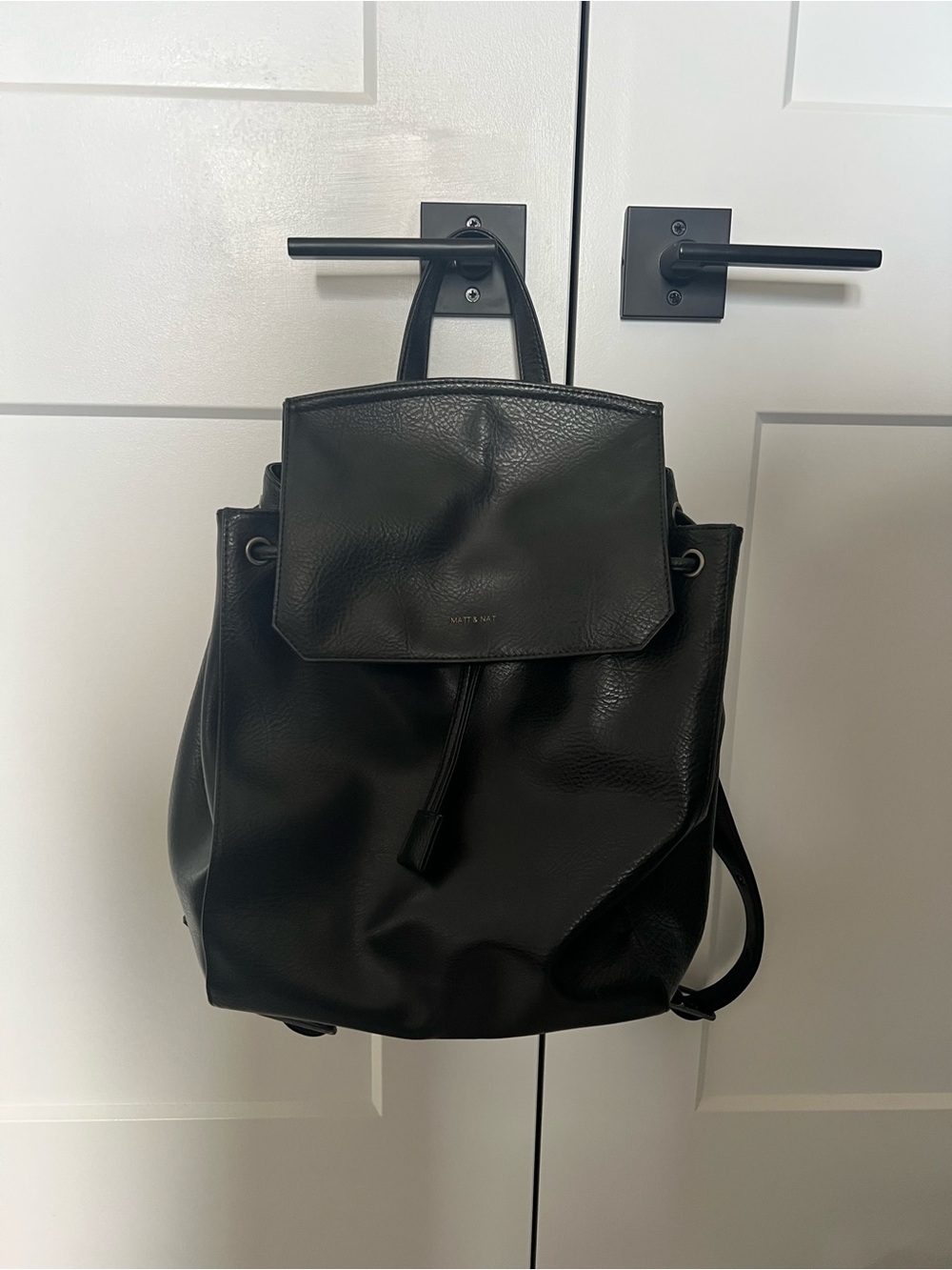 Matt & Nat Vegan Black Leather Mumbai Backpack in Medium
